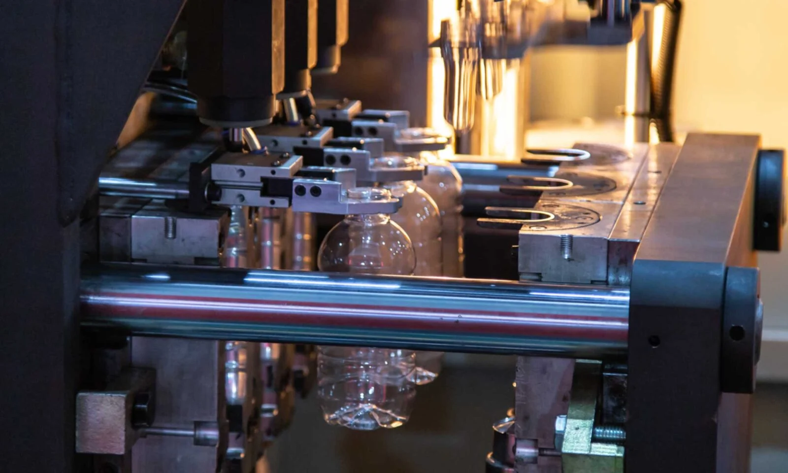 a machine with plastic bottles