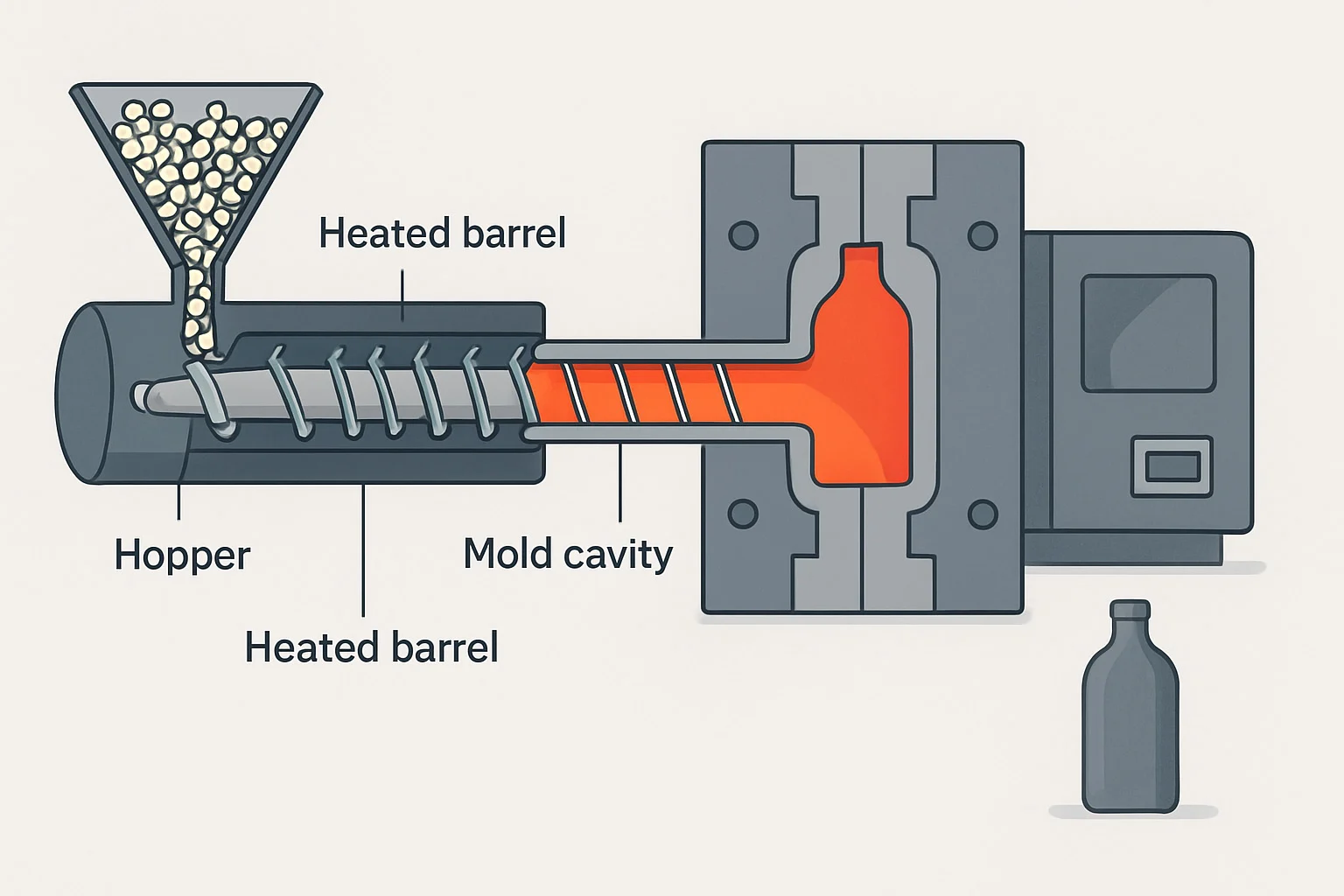 A drawing of a plastic molding machine