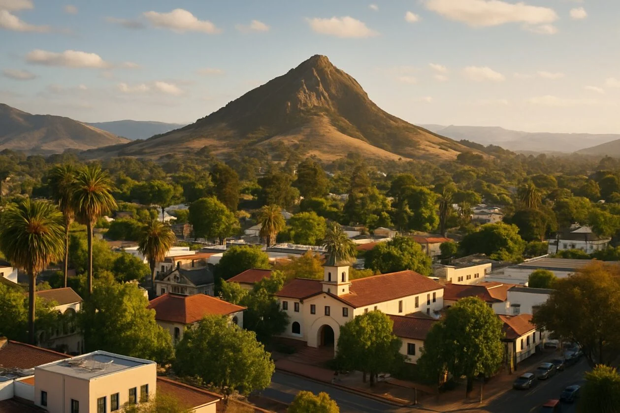 View of San Luis Obispo with a mountain in the background