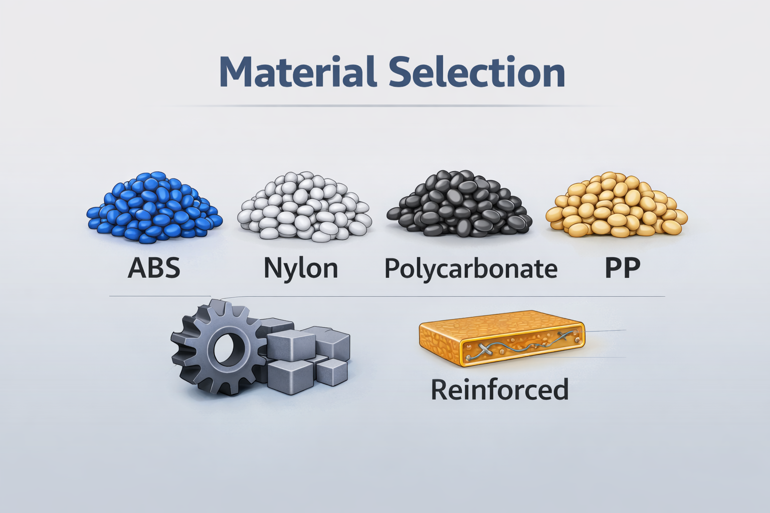 Material selection for plastic